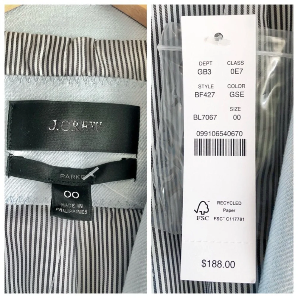 J.Crew Parke Blazer stretch linen blend light blue powder 50s pastel - Picture 3 of 7